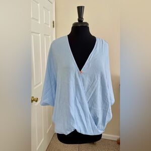 NWOT - Light Blue V-Neck Wrap Blouse and Pants Set